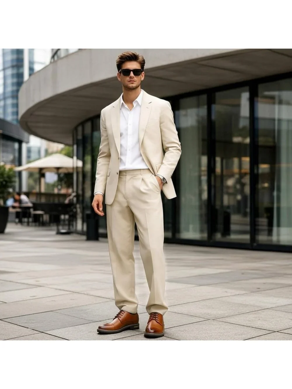 Men's Brown Classic Cap Toe Lightweight Formal Oxford Wedding Dress Shoes